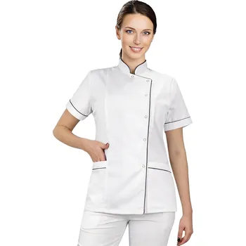 Kosmetické lékařské sako bílá s tmavě modrým lemováním (42)