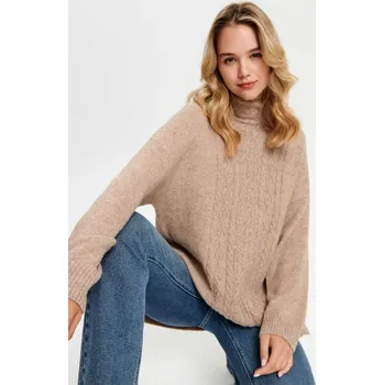 Dámská móda Sinsay - Svetr z&nbsp;dekorativního úpletu - béžová - 3412X-80M - 3412X-80M-XXS-1
