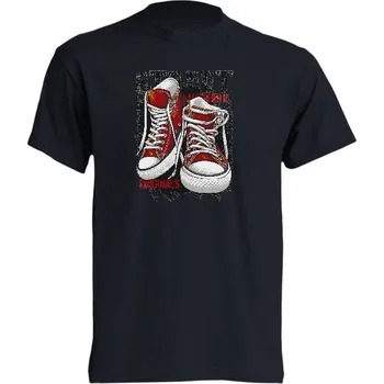 Pánské tričko panske-levne-bavlnene-tricko-potisk-originalni-tenisky Barva: Black -černá, velikost: XXL