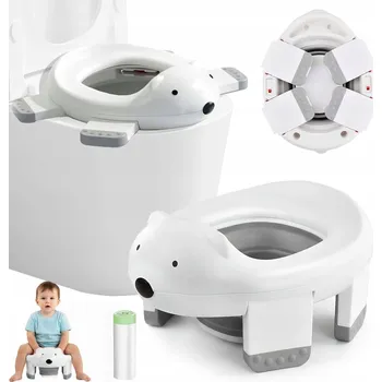 Kojenecká hygiena CESTOVNÍ NOČNÍK PRO DĚTI SKLÁDACÍ PŘENOSNÝ NÁSTAVEC NA WC BÍLÝ