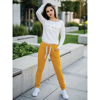 Dámská tepláková souprava VSB11 hořčicová + bílá, VELIKOST XXS/XS