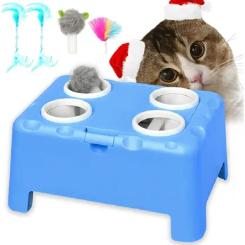 Hračka pro kočku INTERAKTIVNÍ HRAČKA PRO KOČKY 3V1 CHYTRÁ SÝROVÁ CHATKA S PÉRKEM USB