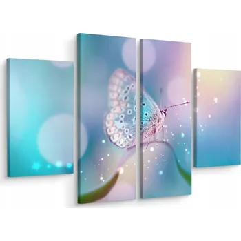 Obraz Obraz 4-dílný MOTÝL Tráva z Blízka 3D 80x60
