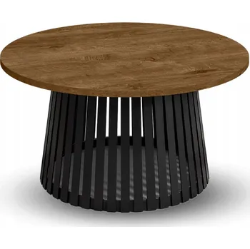 Konferenční stolek Stůl kulatý Heydoo 75 x 75 x 44 cm černý, dub lefkas
