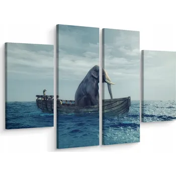 Obraz Čtyřdílný obraz Slon v lodi MOŘE Dekor 80x60