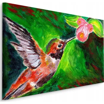 Obraz Akvarelový obraz pták kolibřík květina do obýváku 30x20