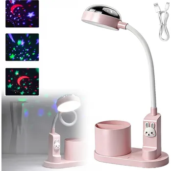 Lampička Školní lampička se zásobníkem na psací potřeby LED lampa růžová pro dívku