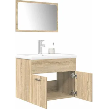 Koupelnový nábytek 3dílný set koupelnového nábytku dub sonoma kompozitní dřevo Hnědá3325018