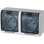 ELEKTRO-PLAST NASIELSK Hermes Povrchová hermetická dvojzásuvka 16A IP44 s kouřovou klapkou bílá GNT 0322-01