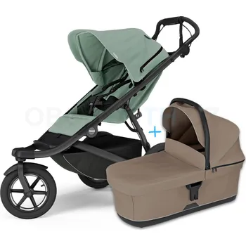 Kočárek Thule Urban Glide 3 Mist green s magnetickou sponou + korbička Tinted Taupe