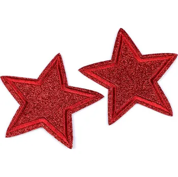 Nažehlovačka hvězda s glitry, malé, 6 červená