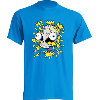 Pánské tričko levne-bavlnene-tricko-potisk-oblicej-bart-simpson Barva: Azure - azurově modrá, velikost: XXL