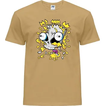 Pánské tričko levne-bavlnene-tricko-potisk-oblicej-bart-simpson Barva: Sand - písková, velikost: L