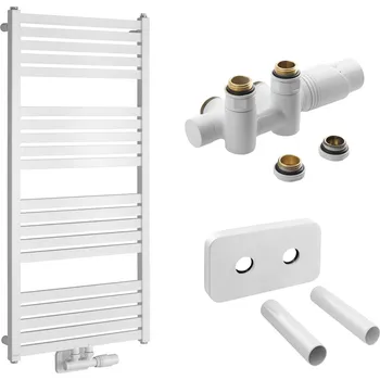 Radiátor Koupelnový radiátorový set - GRUNT 500x1050mm, připojovací sada, Bílá