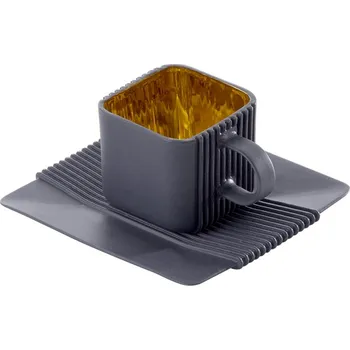 Ćmielów Design Studio, Šálek System s podšálkem antracitový zlacený - Formadore