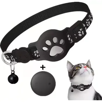 Obojek pro psa TopTechnology Sledovací obojek pro kočky s GPS lokátorem S10 kompatibilní s Google Find My (Černý+Černý)