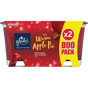 Svíčka Vonná svíčka ve skle Glade Warm Apple Pie, duopack, 2x112g