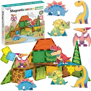 ostatní stavebnice MAGNETICKÉ STAVEBNÍ STAVEBNICE STEAM SET JUGLE DINOSAURS 30 DÍLŮ WOOPIE