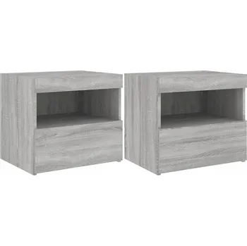 Noční stolek Noční stolky s LED osvětlením šedý dub sonoma 50 x 40 x 45 cm