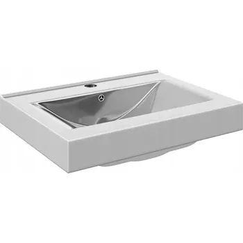 Umyvadlo Obdélníkové keramické umyvadlo stříbrné 600 x 460 x 160 mm s přepadem