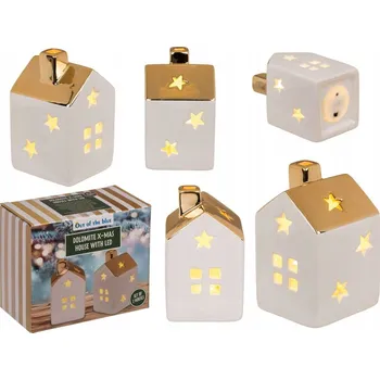 Vánoční dekorace Keramický vánoční domeček LED dekorace Lampička Vánoce