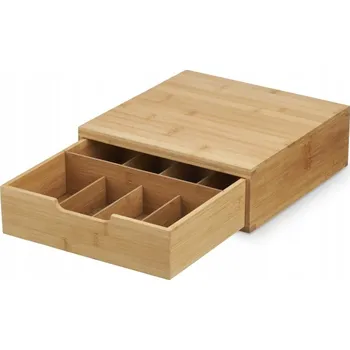 Úložný box BAMBUSOVÝ ORGANIZÉR / DRŽÁK NA KÁVOVÉ KAPSLE S 8 PŘIHRÁDKAMI, HNĚDÝ