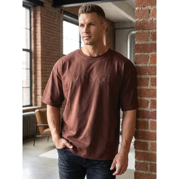 Pánské tričko Pánské oversize tričko VERSABE v čokoládové barvě, VELIKOST 2XL