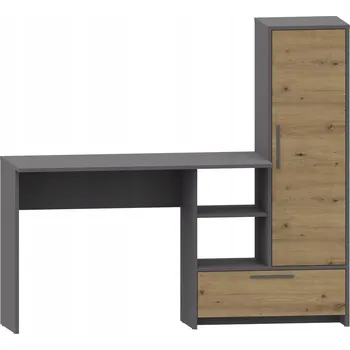 Obdélníkový psací stůl Matkam 148,2 x 50 x 132,7 cm antracit, dub artisan