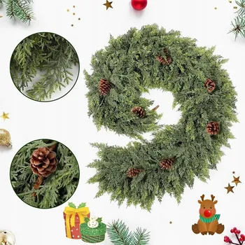 umělá květina VÁNOČNÍ GIRLANDA 180 CM UMĚLÁ SE 7 ŠIŠKAMI NA DVEŘE KRB STĚNU