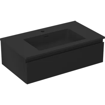 Koupelnový nábytek Mexen Orio koupelnová skříňka 80 cm s umyvadlem Otis, 1 zásuvka, černá matná - 91A10-08023-1-BF71-W18M71 Skříňky s umyvadlem