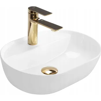 Keramické umyvadlo na desku oválné Aura 42,5 x 12 cm Bílé Lesklé Hladké Rea