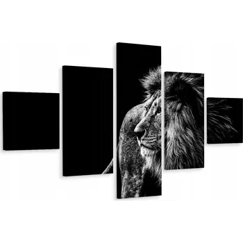 Obraz Vícedílný obraz LEV na černém pozadí 3D 150x90