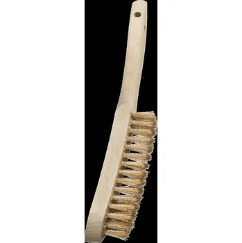 Drátěný kartáč Lessmann 108341 | Ruční kartáč Standard dřevěná rukojeť 4-radová, bronzový drát, zvlněný 0,20