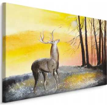 Obraz Obraz na plátně jelen zima stromy akvarel 30x20