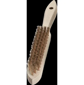 Drátěný kartáč Lessmann 107441 | Ruční kartáč Standard dřevěná rukojeť 4-radová, mosazný drát, zvlněný 0,25