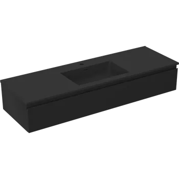 Koupelnový nábytek Mexen Orio skříňka do koupelny 140 cm s umyvadlem Otis, 1 zásuvka, černá mat - 91A10-14023-1-BF71-W18M71 Skříňky s umyvadlem