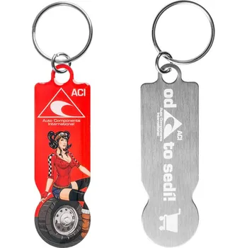 Autodíl hliníková klíčenka s žetonem do nákupního vozíku, s logem ACI