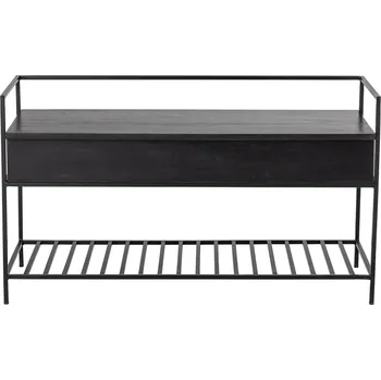 Taburet Kovová lavice s botníkem a úložným prostorem Bloomingville ABELONE | tmavě hnědá