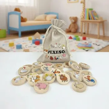 Karetní hra art-wood.cz Dřevěné pexeso 24 ks - zvířata na farmě