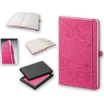 Zápisník Luxusní růžový zápisník s efektní ražbou slona v dárkové krabičce