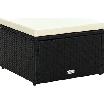 Taburet vidaXL Zahradní podnožka s poduškou polyratan [42670] Barva: Černá a krémová