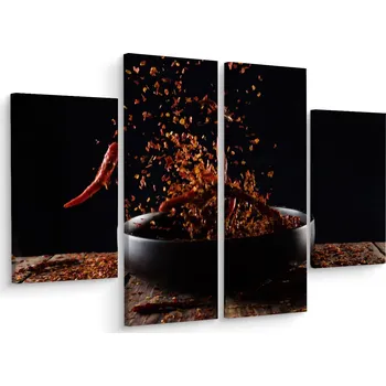 Obraz Čtyřdílný obraz PEPŘ Cayenne Dřevo 3D 200x150