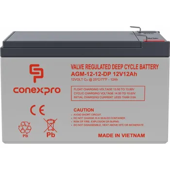 Trakční baterie Baterie Conexpro AGM-12-12-DP VRLA AGM 12V/12Ah, F2, Deep cycle, živ. 10 let