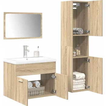 Koupelnový nábytek 4dílný set koupelnového nábytku dub sonoma kompozitní dřevo Hnědá 3325024