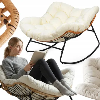 Křeslo Houpací křeslo kokon skandinávský XL Béžové