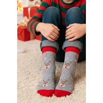 Pánské ponožky Vánoční ponožky Milena 1290-029 - sobík Světle šedá 38-41