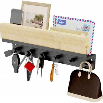 Věšák VĚŠÁK POLICE ZÁVĚSNÁ NA OBLEČENÍ DŘEVĚNÝ ORGANIZÉR NA KLÍČE DO PŘEDSÍNĚ