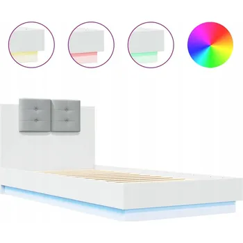 Postel Rám postele s LED podsvícením čela, bílý, 204,5 x 93 x 84 cm