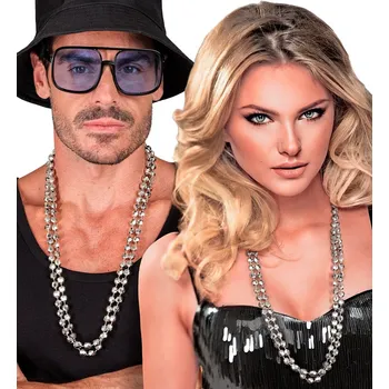 Sada 2 stříbrných korálkových náhrdelníků (40 cm)