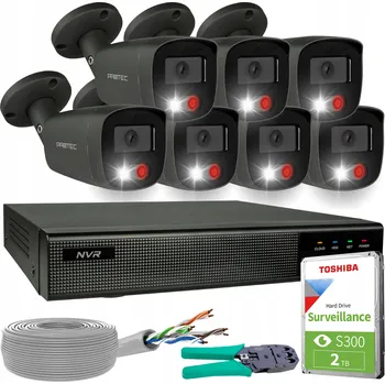 Bezpečnostní kamera Sada pro monitoring 7 kamer 4K 8Mpx grafitové IP PoE detekce HDD 2TB